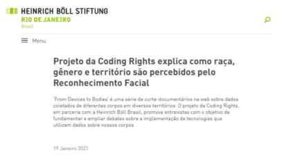 Projeto da Coding Rights explica como raça, gênero e território são percebidos pelo Reconhecimento Facial