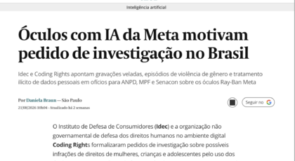 Óculos com IA da Meta motivam pedido de investigação no Brasil